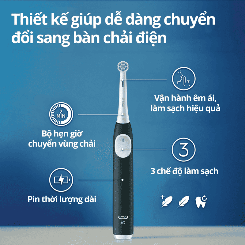Bàn Chải Điện Oral-B iO2 Máy Đánh Răng Thông Minh 3 Chế Độ Làm Sạch