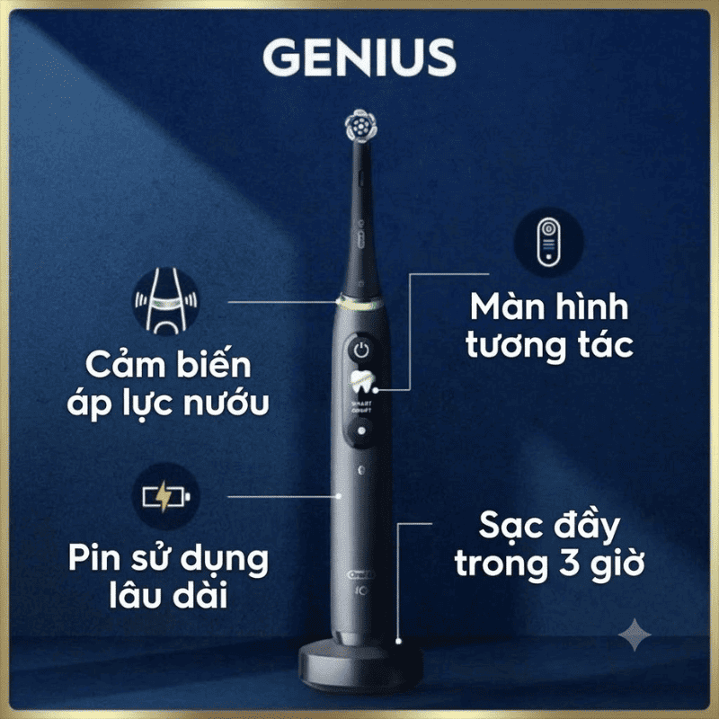 Bàn Chải Điện Oral-B iO9 Series Chính Hãng - 7 Chế Độ Làm Sạch, Công Nghệ AI, Cảm Biến Áp Lực