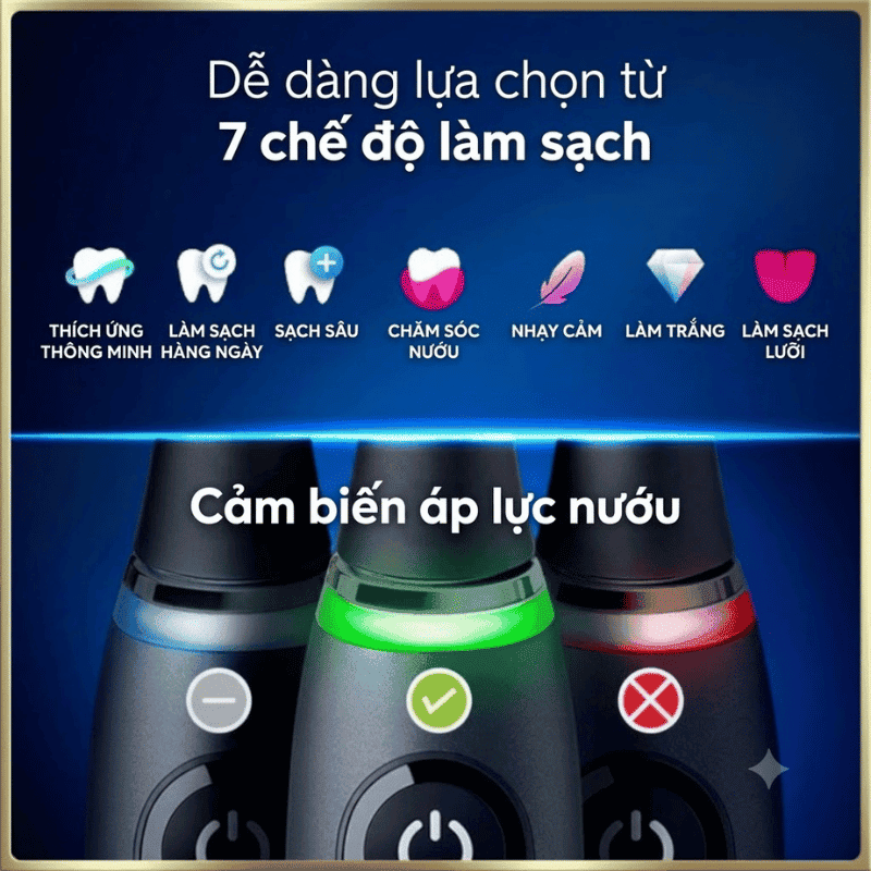 Bàn Chải Điện Oral-B iO9 Series Chính Hãng - 7 Chế Độ Làm Sạch, Công Nghệ AI, Cảm Biến Áp Lực