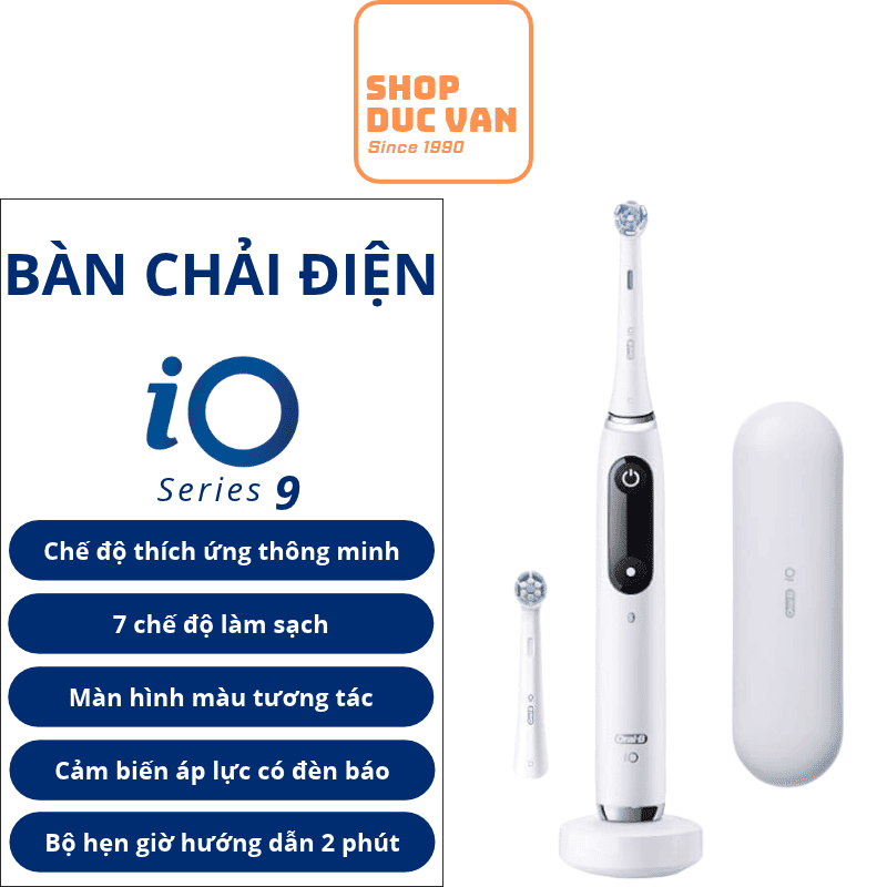 Bàn Chải Điện Oral-B iO9 Series Chính Hãng - 7 Chế Độ Làm Sạch, Công Nghệ AI, Cảm Biến Áp Lực