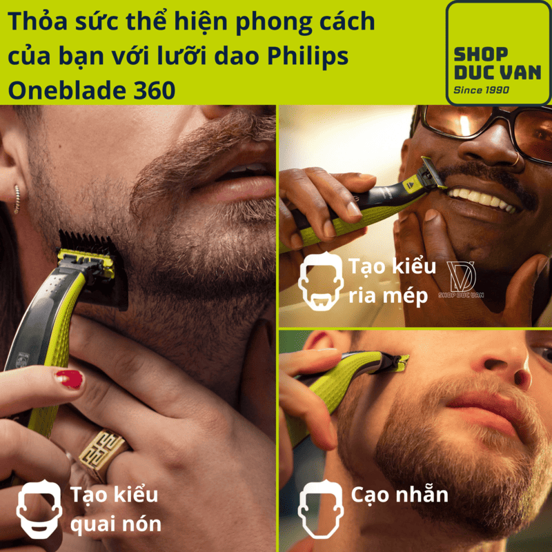 Đầu Lưỡi Cạo Râu Philips OneBlade QP1424 QP2520 QP2530 QP2510 Cạo Khô/Ướt, Bảo Vệ Da