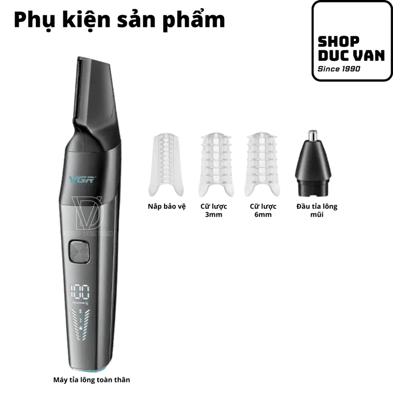 VGR V-603 Men's Professional Nose & Body Trimmer, IPX5 Waterproof, 180-Minute Long-Life Battery