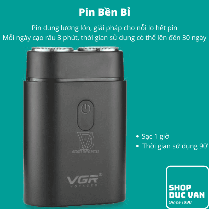 VGR V-341 Portable Rotary Dual Ring Electric Shaver, Mini Compact USB Type-C