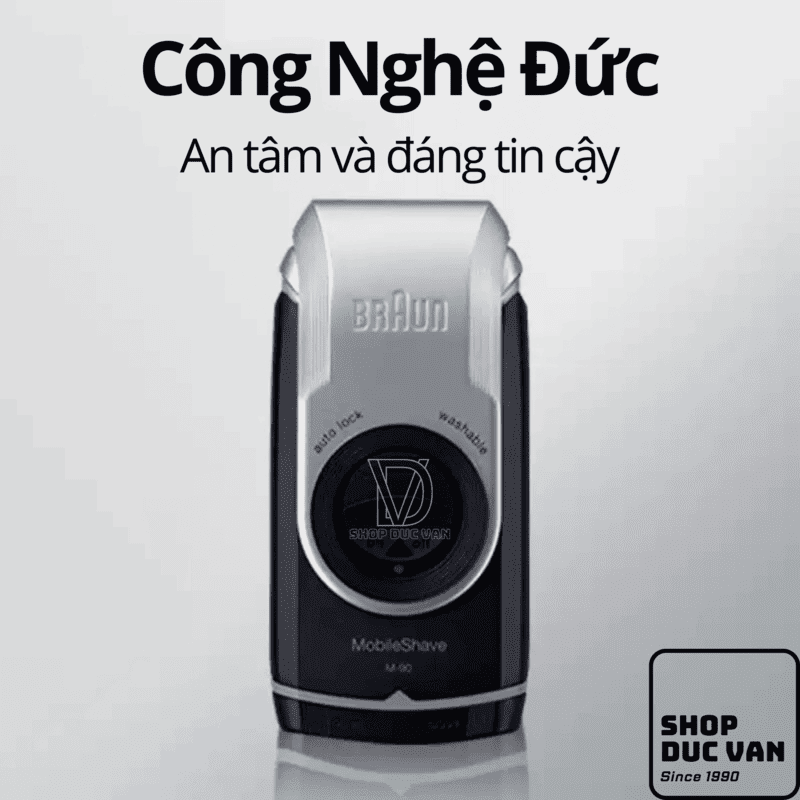 Braun Electric Shaver M90 for Men, Mobile Electric Shaver With Precision Trimmer Washable Battery Operated