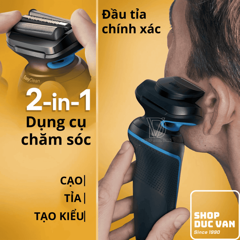 Braun Electric Shaver Series 5 5118s Waterproof Wat & Dry Shave, Turbo Shaving Mode & Pricision Trimmer