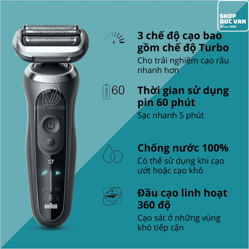 Braun Series 7 7171cc Electric Shaver – 360° Flex Head, SmartCare Cleaning & Charging Station, Made in Germany
