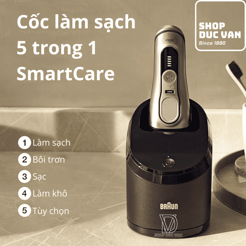 Máy Cạo Râu Braun Series 9 Pro 9477cc Với Hộp Sạc Di Động PowerCase Và Cốc Sạc SmartCare 5-In-1
