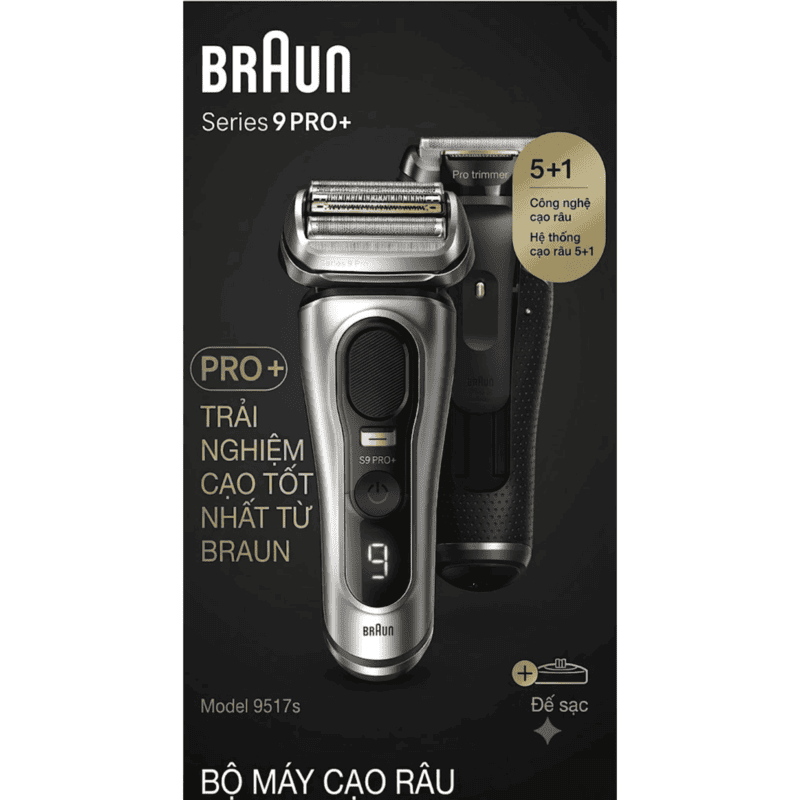 Máy Cạo Râu Braun Series 9 PRO+ 9517s Cao Cấp - Kèm Đế Sạc & Hộp Đựng