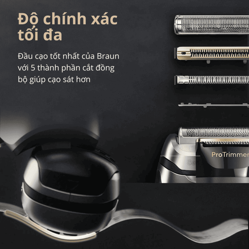 Máy Cạo Râu Braun Series 9 PRO+ 9517s Cao Cấp - Kèm Đế Sạc & Hộp Đựng