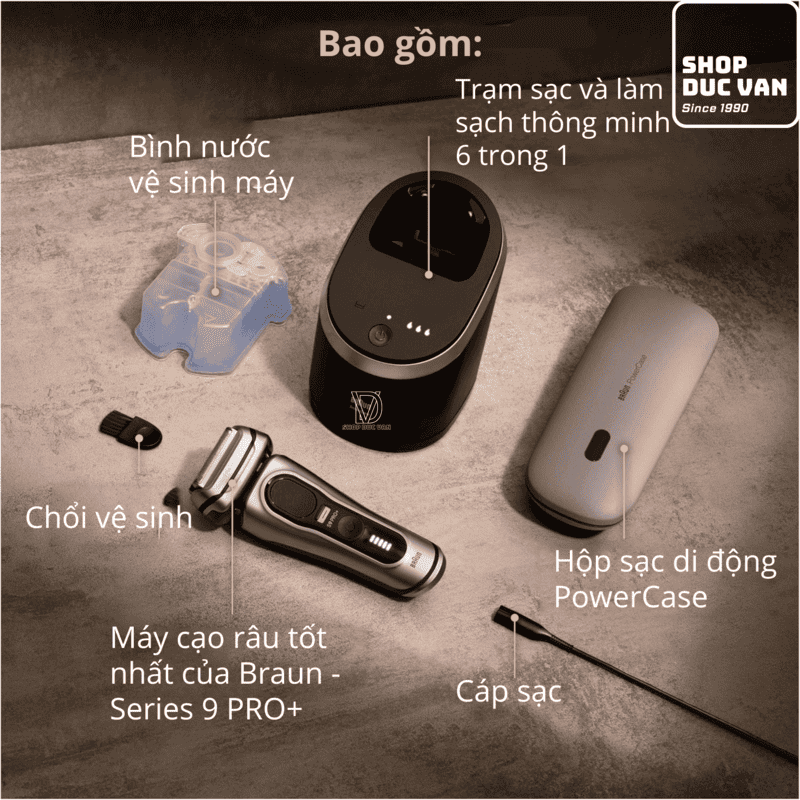 Braun Series 9 Pro+ 9575cc Premium Electric Shaver - Integrated 6-in-1 SmartCare Center & PowerCase Mobile Charging Case