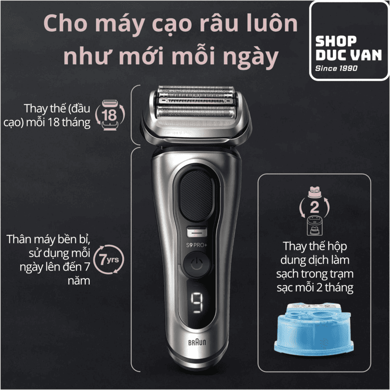 Braun Series 9 Pro+ 9575cc Premium Electric Shaver - Integrated 6-in-1 SmartCare Center & PowerCase Mobile Charging Case