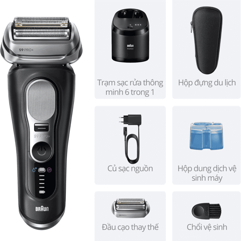 Braun Series 9 Pro+ 9660ccps Premium Men's Electric Shaver with 6-in-1 SmartCare Cleaning & Charging Center Includes Extra Replacement Head