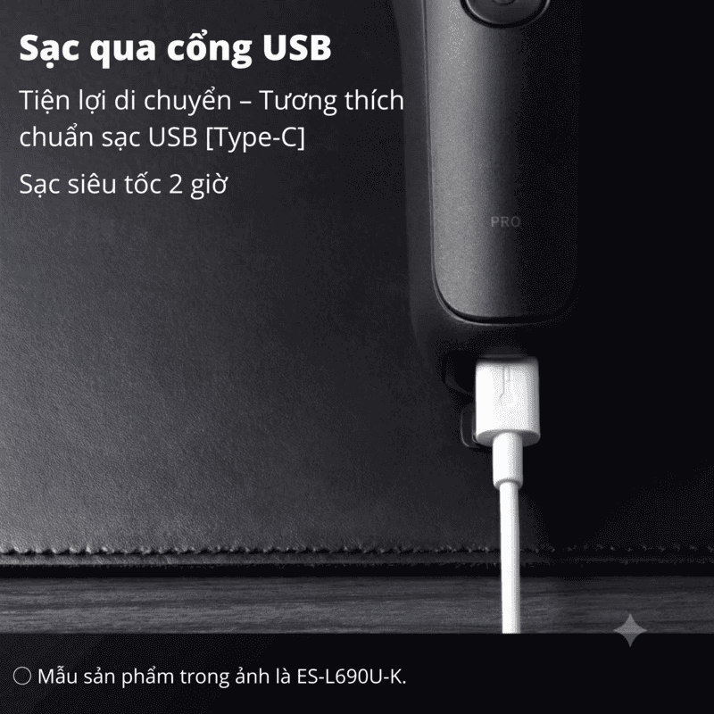 Premium Panasonic ES-L650U Lamdash PRO 6 Electric Shaver Close Shave for Thick Beards, 5D Multi-Flex Contour Head for Sensitive Skin, IPX7 Waterproof, USB Type-C Charging