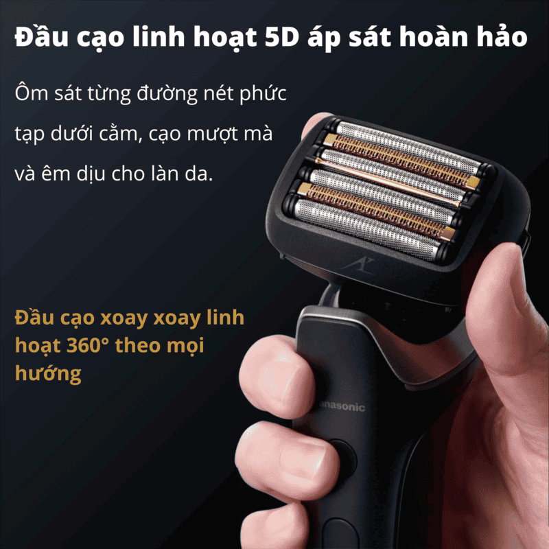 Premium Panasonic ES-L650U Lamdash PRO 6 Electric Shaver Close Shave for Thick Beards, 5D Multi-Flex Contour Head for Sensitive Skin, IPX7 Waterproof, USB Type-C Charging