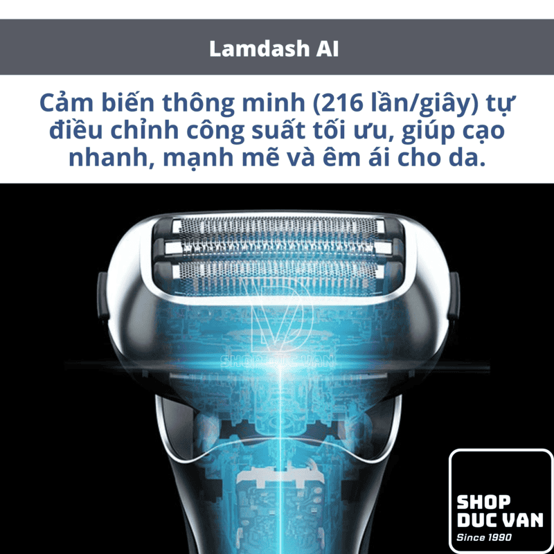 Panasonic ES-L321W Wet & Dry Electric Razor - Smart Lamdash AI Sensor, Built-In Foam Making Mode, 1-Hour Fast Charge