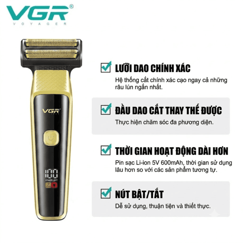 VGR V-366 Multifunctional Electric Shaver, 6500RPM Turbo Motor, USB Type-C Charging