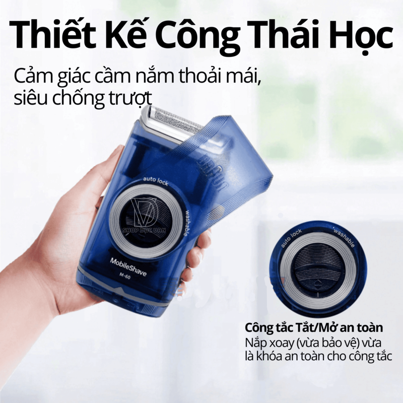 Braun Electric Mini Shaver M60 for Men, Mobile Electric Shaver With Battery Operated