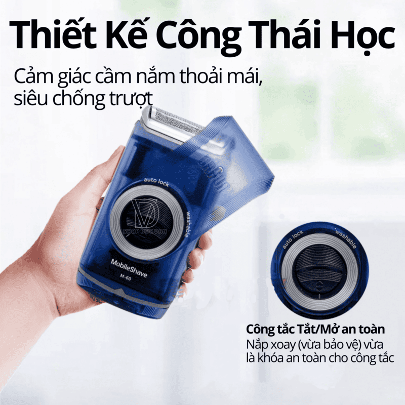 Braun Electric Mini Shaver M60s for Men, Mobile Electric Shaver With Battery Operated