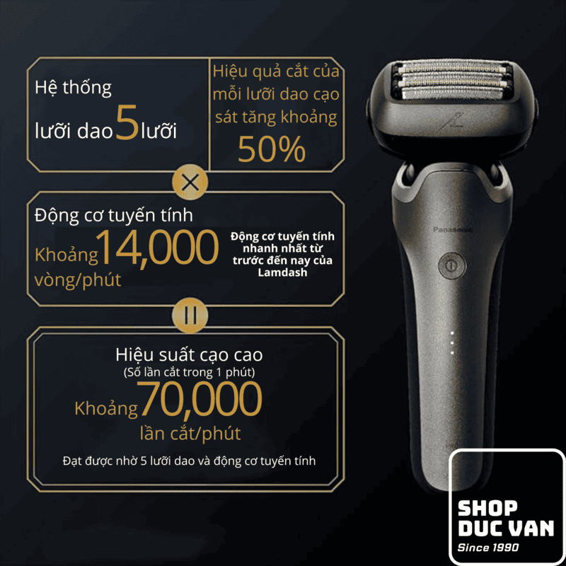 Panasonic Lamdash 5 Pro ES-L551D 5-Blade Premium Shaver Advanced Wet & Dry Shaver Made In Japan