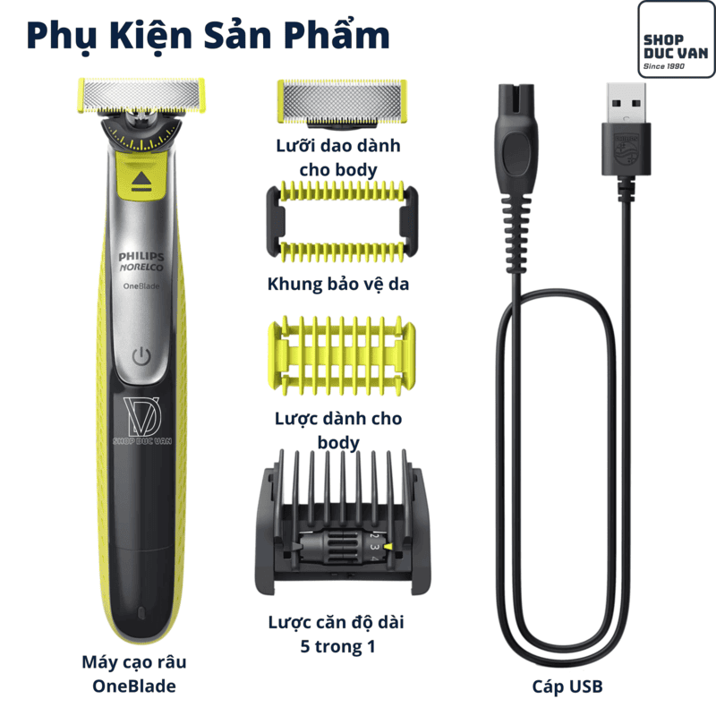 Philips Norelco OneBlade 360 Face + Body Hair Trimmer & Shaver QP2834/70 - Wet/Dry Waterproof, 60-Min Li-Ion Battery