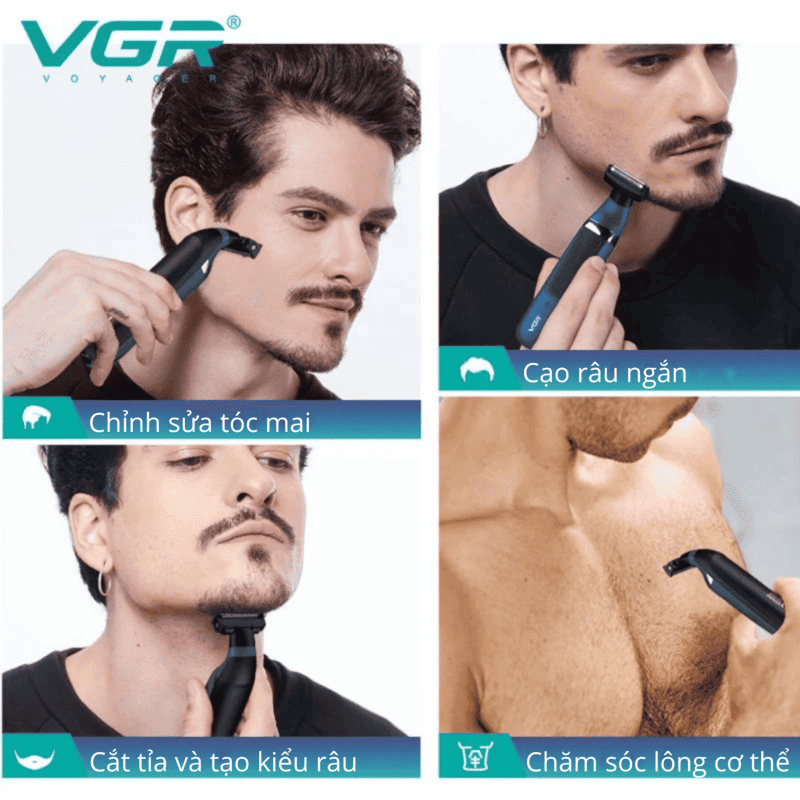 Máy Cạo Râu VGR V-393 Đa Năng 2 Trong 1, Chống Nước IPX5