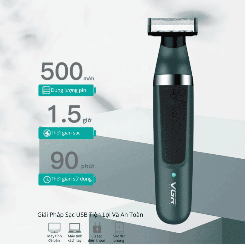 Máy Cạo Râu VGR V-393 Đa Năng 2 Trong 1, Chống Nước IPX5
