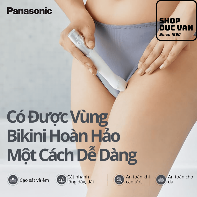 Panasonic ES-WV62 Bikini Trimmer and Shaver For Women, 4 Attachments for Gentle Grooming in Sensitive Areas, Waterproof Design, Battery Operated