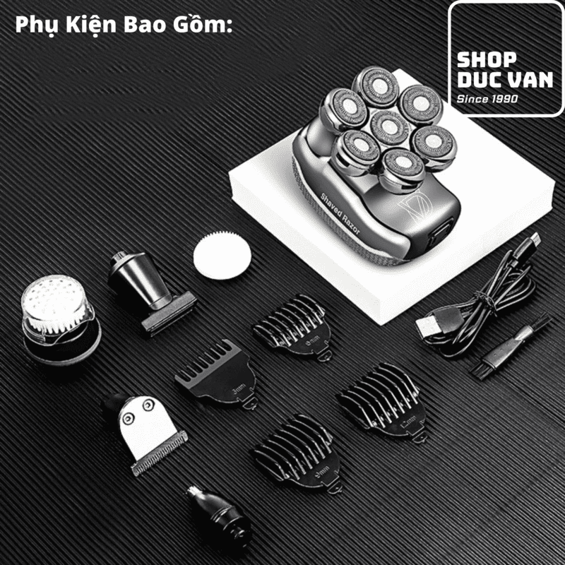 Máy Cạo Trọc Đầu, Máy Cạo Râu Đa Năng 7 Lưỡi RQ7900 Phiên Bản Mới 6 Trong 1