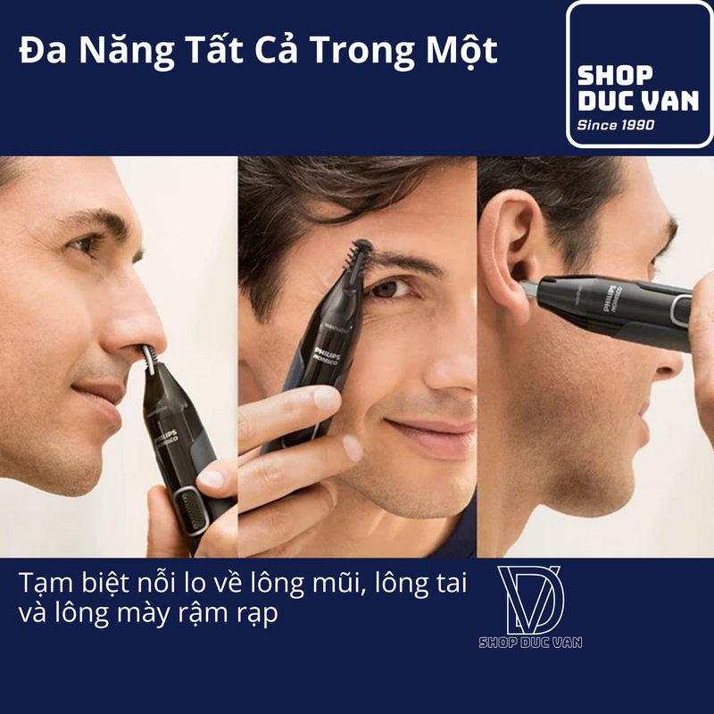 Norelco Philips Nose Trimmer 3000, for Nose, Ears and Eyebrows, Black NT3600/42