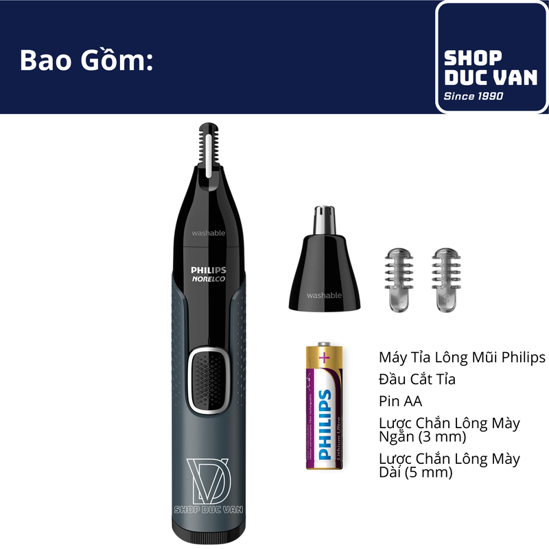 Norelco Philips Nose Trimmer 3000, for Nose, Ears and Eyebrows, Black NT3600/42