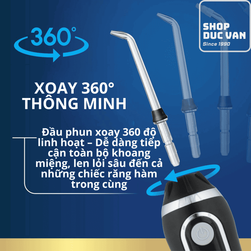 Máy tăm nước cầm tay Waterpik Cordless Advanced 2.0 WP-582CD Sạc nam châm, Chống nước, Pin 4 tuần