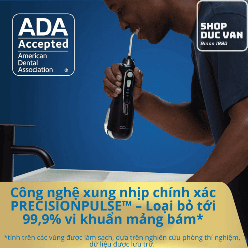 Máy tăm nước cầm tay Waterpik Cordless Advanced 2.0 WP-582CD Sạc nam châm, Chống nước, Pin 4 tuần