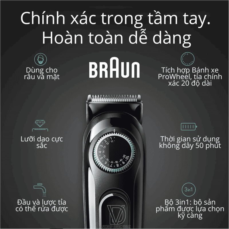 Braun All-In-One Style Kit Series 3 3430, 3-in-1 Trimmer for Men with Beard Trimmer, Ear & Nose Trimmer, Hair Clippers & More, Ultra-Sharp Blade, 20 Length Settings and Washable