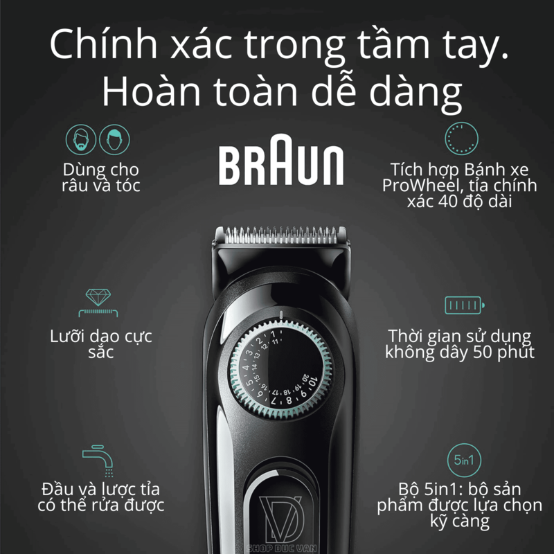 Braun All-In-One Style Kit Series 3 3450, 5-in-1 Trimmer for Men with Beard Trimmer, Ear & Nose Trimmer, Hair Clippers & More, Ultra-Sharp Blade, 40 Length Settings and Washable