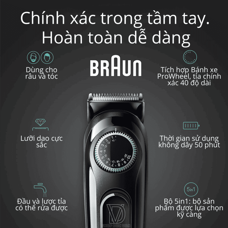 Braun All-In-One Style Kit Series 3 3470, 8-in-1 Trimmer for Men with Beard Trimmer, Ear & Nose Trimmer, Hair Clippers & More, Ultra-Sharp Blade, 40 Length Settings and Washable