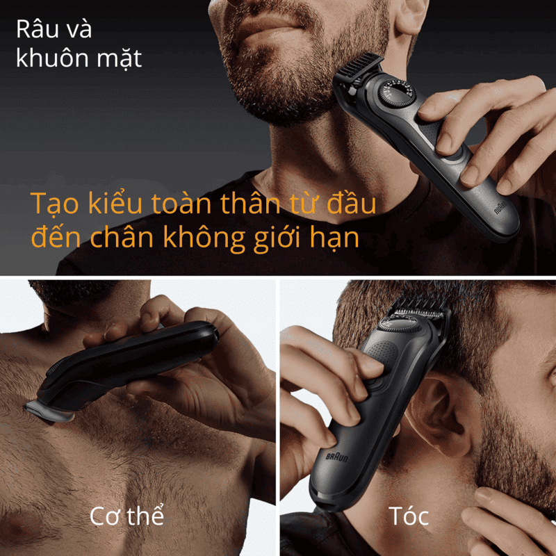 Braun All-In-One AIO 5490 Multi-Functional Beard Trimmer – Waterproof Hair Clipper & Body Groomer with 9 Premium Shaving and Trimming Attachments