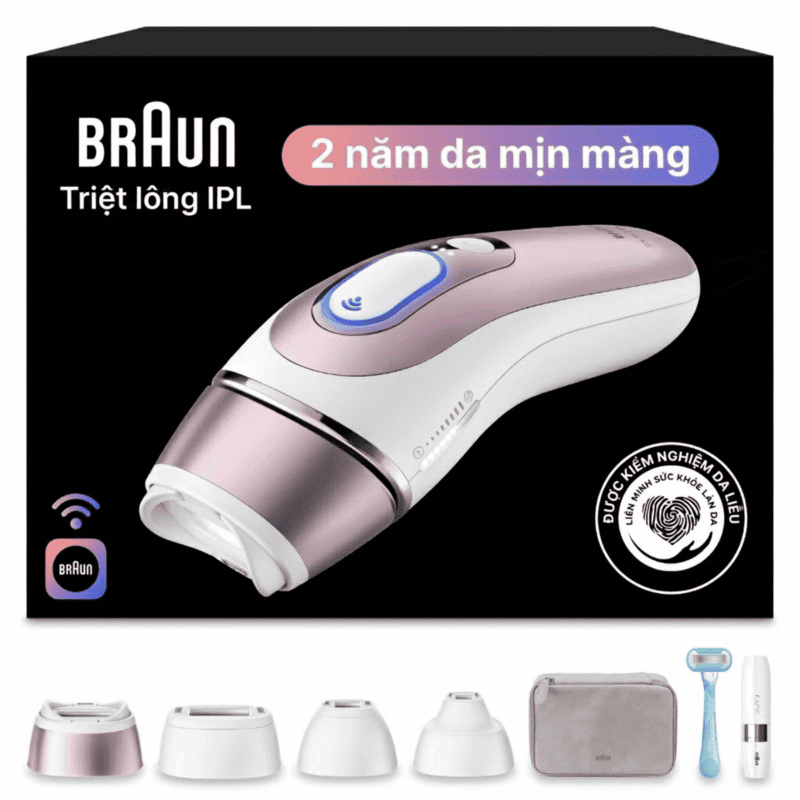Máy Triệt Lông Braun Skin i·Expert IPL PL7219 Pro 7 (Kèm 4 Đầu Triệt & Máy Tỉa Lông Mặt)