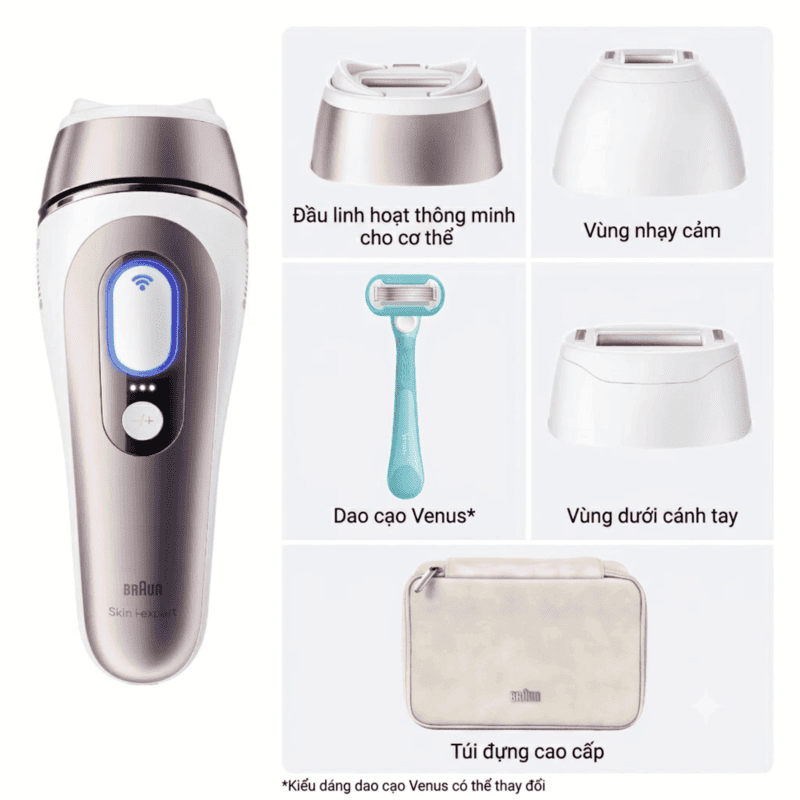 Máy Triệt Lông Cá Nhân Braun Skin i·expert IPL PL7243 - Công Nghệ Cảm Biến Tông Da, 3 Đầu Triệt