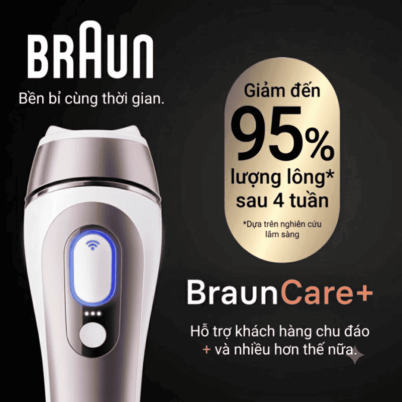 Máy Triệt Lông Cá Nhân Braun Skin i·expert IPL PL7243 - Công Nghệ Cảm Biến Tông Da, 3 Đầu Triệt