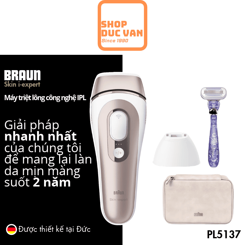 Máy Triệt Lông Cầm Tay Braun Silk-expert Pro 5 PL5137 - Triệt Lông Cá Nhân IPL Tại Nhà Chính Hãng