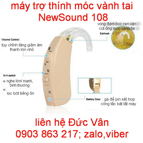 Máy Trợ thính không dây móc vành tai New Sound vivo108
