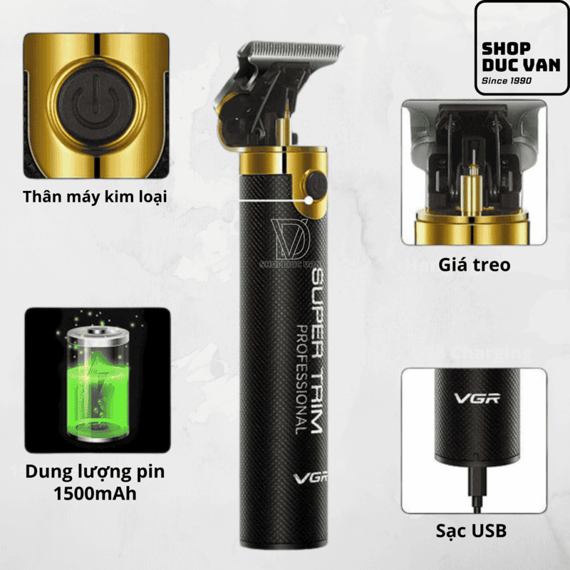Tông Đơ Cắt Tóc VGR Chấn Viền Khắc Kiểu, Bấm Viền, Tỉa Râu, Tạo Kiểu Râu Chuyên Nghiệp