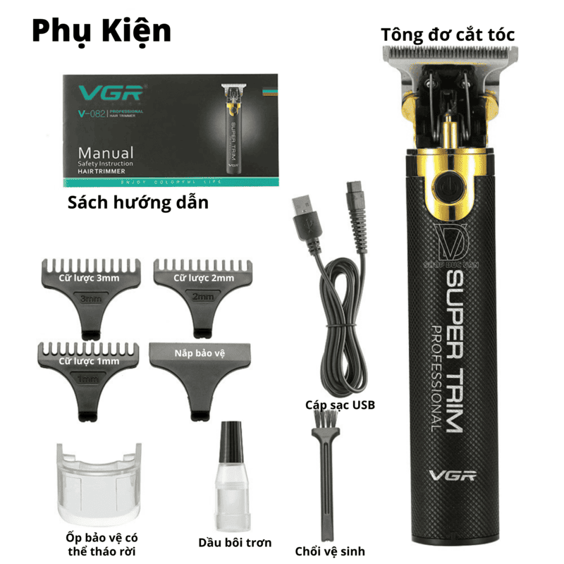 Tông Đơ Cắt Tóc VGR Chấn Viền Khắc Kiểu, Bấm Viền, Tỉa Râu, Tạo Kiểu Râu Chuyên Nghiệp