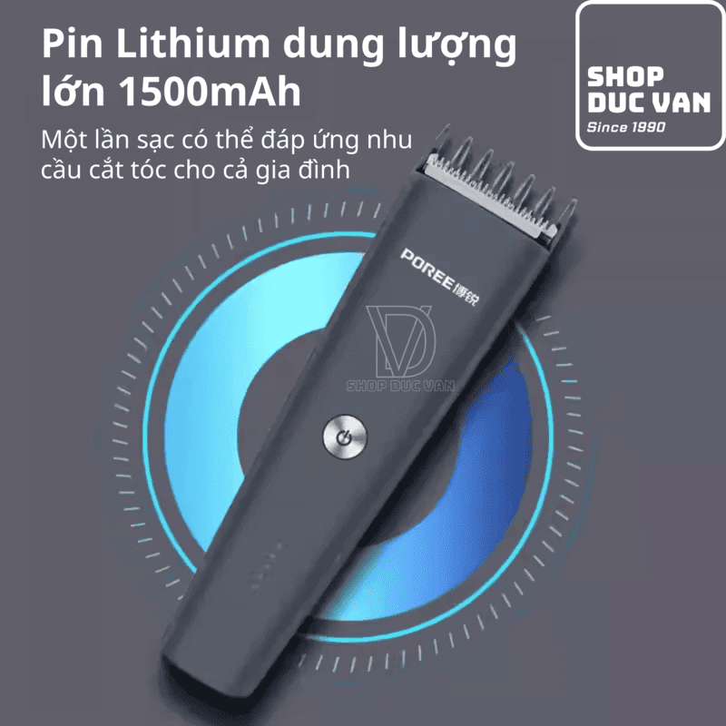 Tông Đơ Cắt Tóc Poree PC1907 Sạc Type C, Pin Trâu 180 Phút
