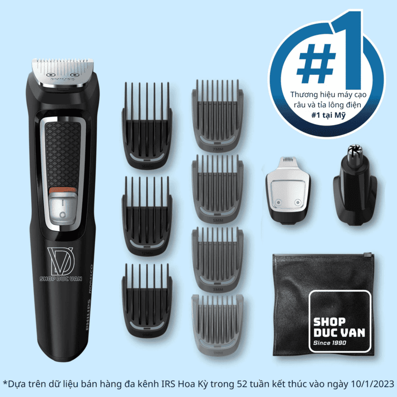 Philips Norelco Multigroom 3000 Series All-in-one Trimmer MG3740 For Face, Head with Self-sharpening Steel Blades