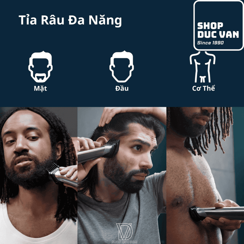 Tông Đơ Đa Năng Philips Norelco Multigroom Series 5000 MG5910 Tỉa Râu, Tóc Và Toàn Thân 18 Phụ Kiện