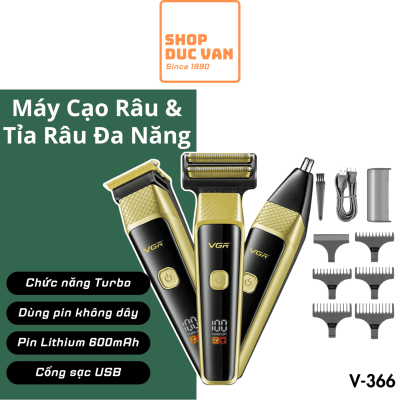  Máy Cạo Râu Đa Năng VGR V-366, Động Cơ Turbo 6500RPM, Sạc USB Type-C