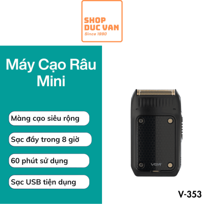 Máy Cạo Râu Mini VGR V-353 Máy Cạo Râu Bỏ Túi Siêu Nhẹ, Sạc USB Type-C