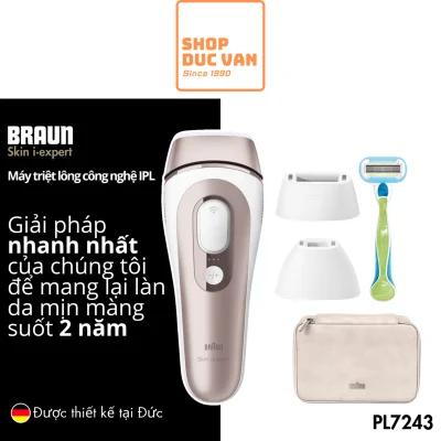 Máy Triệt Lông Cá Nhân Braun Skin i·expert IPL PL7243 - Công Nghệ Cảm Biến Tông Da, 3 Đầu Triệt