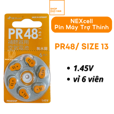 Pin size13/ PR48 NEXcell ,Pin Máy Trợ Thính size 13 1,45V vỉ 6 viên pin tròn